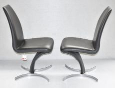 Pair Of CATTELAN ITALIA Luxury Premium Leather Upholstered 'Betty' Dining Chairs - RRP £1,886