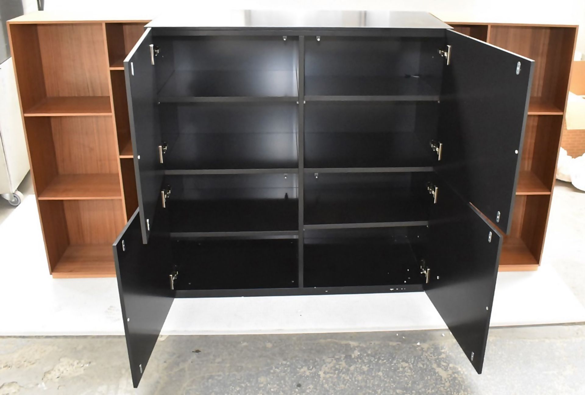 1 x LIGNE ROSET 'Book & Look' Designer 3-Section Storage Unit In Walnut & Black - Ref: 6/HJL267/07- - Image 4 of 5