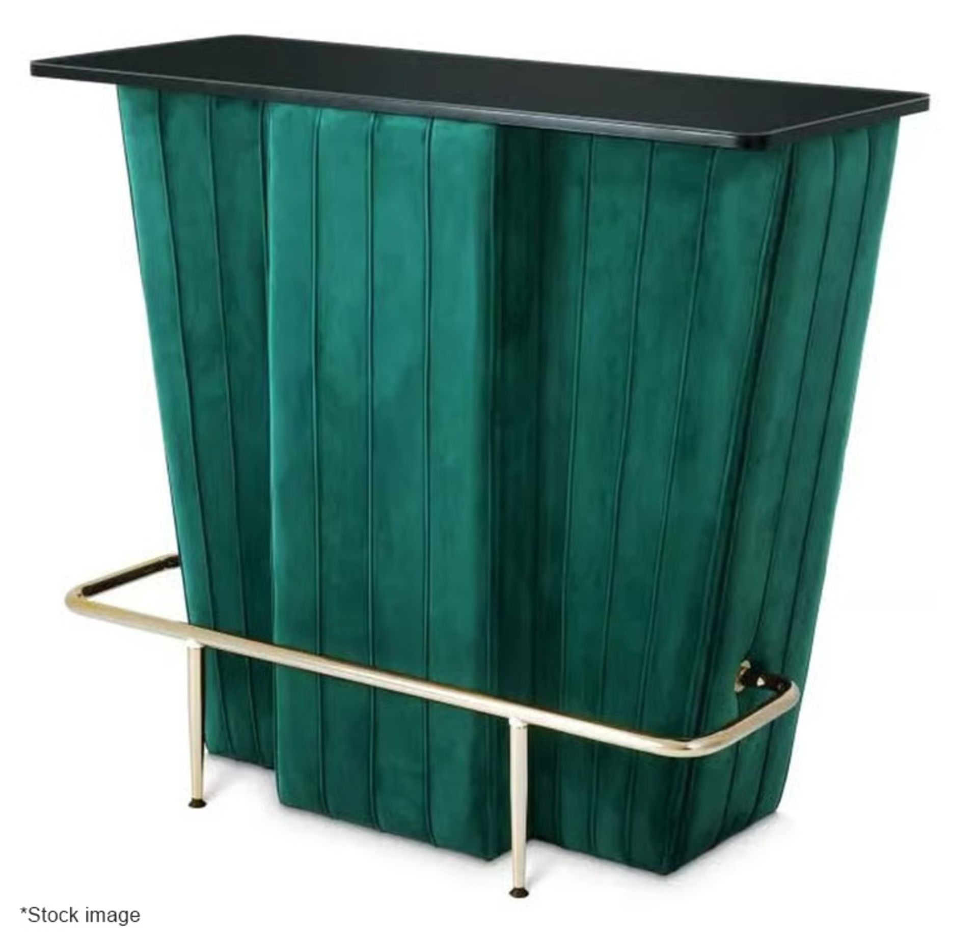 1 x EICHHOLTZ Bolton Bar Counter With A Green Velvet Frontage And Brass Foot Rail - RRP £1,980 - Image 6 of 11