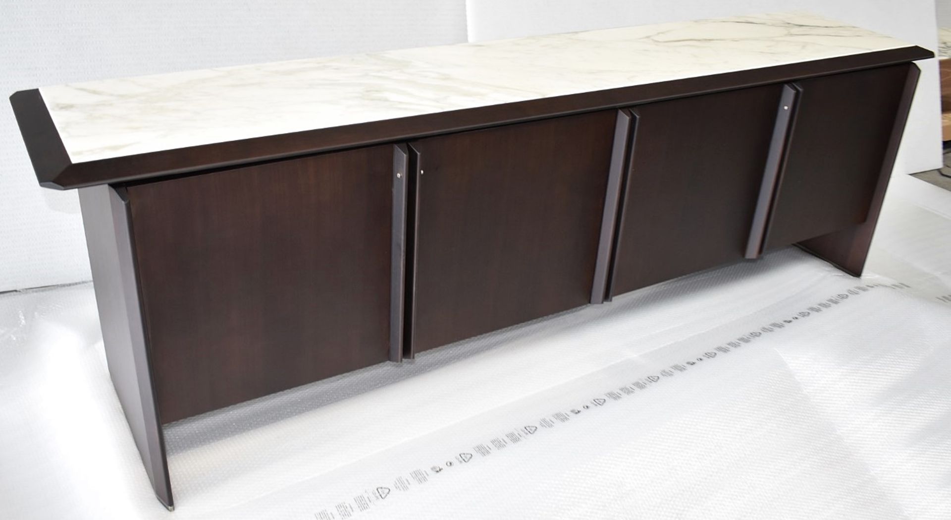 1 x PORADA 'Tamok' Marble-topped 4-Door Canaletta Walnut Sideboard In Wengé - Original Price £10,056 - Image 3 of 13