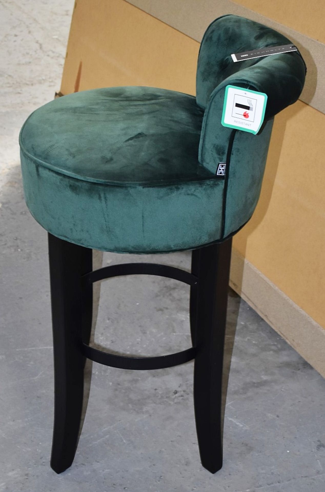 1 x EICHHOLTZ 'Sophia Loren' Bar Stool With Roche Dark Green Velvet Upholstery - RRP £835.00 - Image 3 of 9