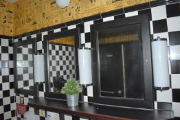 6 x Bathroom Wall Mirrors With Black Frames - From a Popular Italian American Restaurant - CL810 -