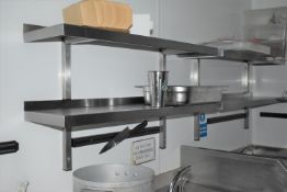 8 x Stainless Steel Wall Mounted Shelves - Various Sizes Included