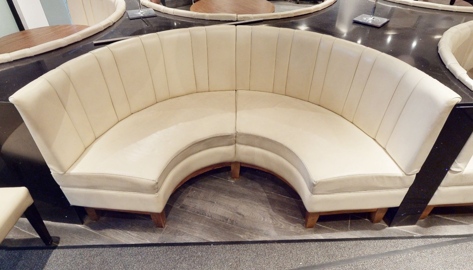 4 x Restaurant C-Shaped Seating Booths, Upholstered In A Cream Faux Leather, With A Pleated High - Image 2 of 2