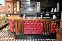 1 x Impressive 20ft Long Bar With a Dark Wood Finish, Re Buttoned Faux Leather Panel Inserts
