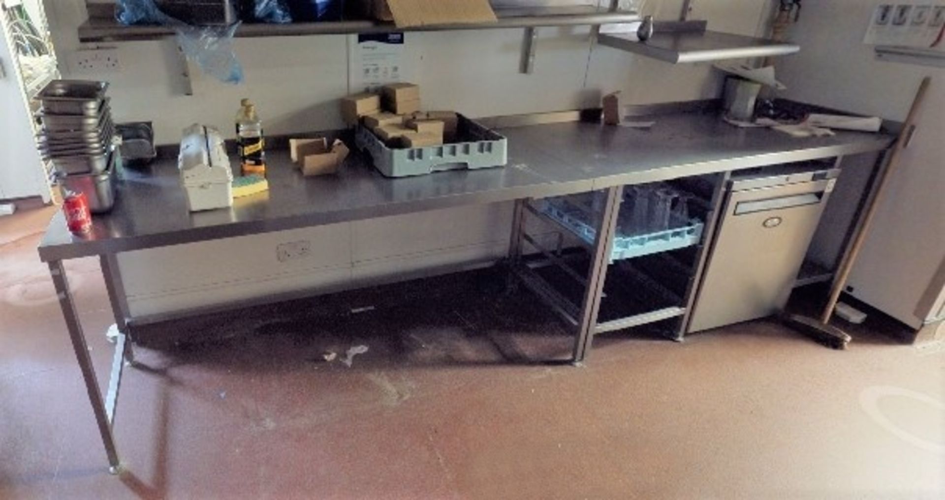 1 x Stainless Steel Prep Table Featuring Space For Undercounter Appliance and Glass Tray Shelves - - Image 3 of 3