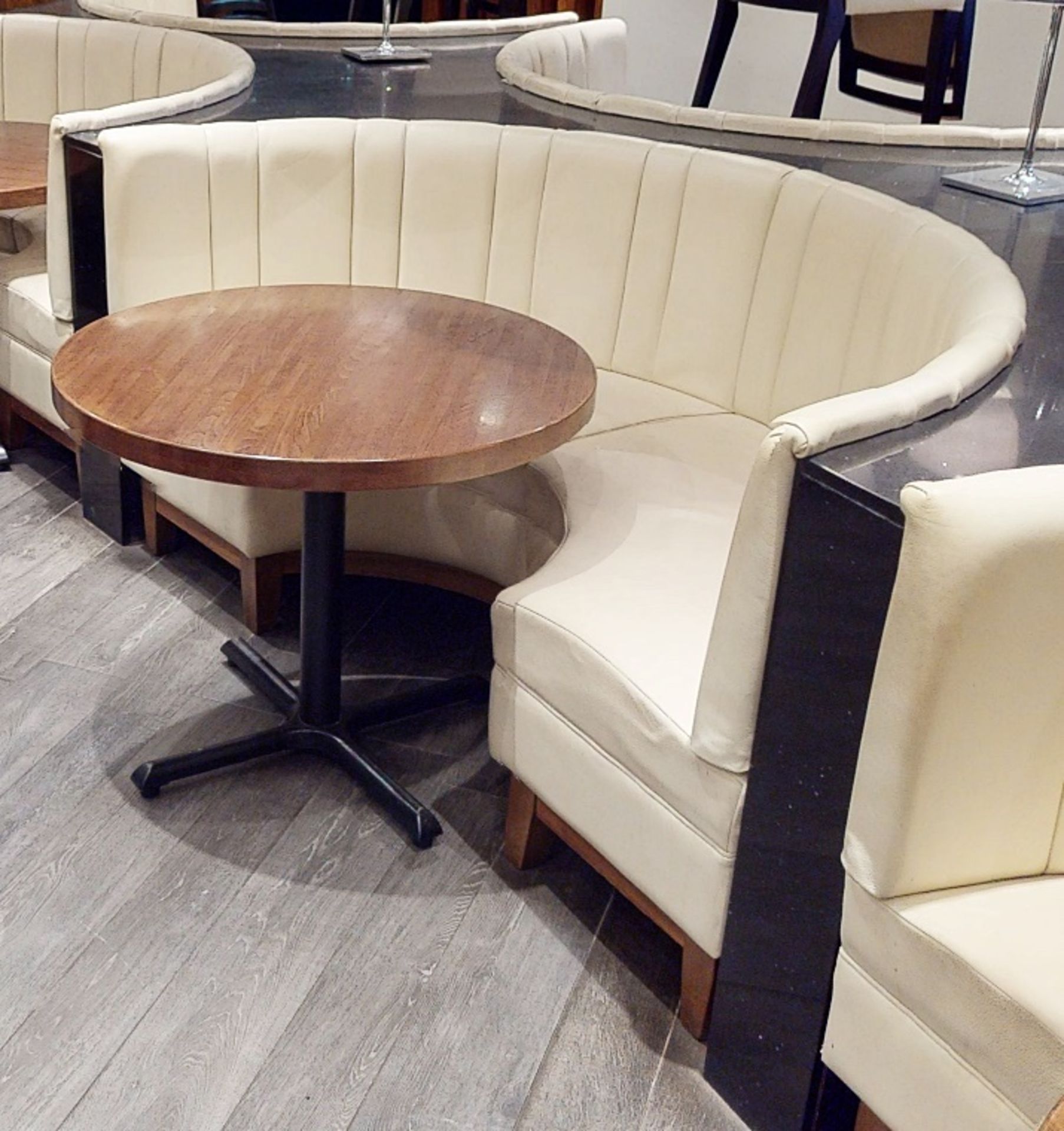 1 x Restaurant C-Shaped Seating Booth, Upholstered In A Cream Faux Leather, With A Pleated High Back - Image 2 of 2