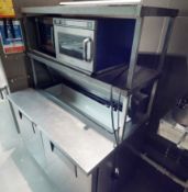 1 x Commercial Refrigerated 2-Door Counter With Built-on Shelving Above, Stainless Steel - Ref: