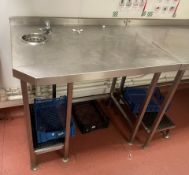 1 x Stainless Steel Prep Table With Sink Bowl and Tap - Width 150cms