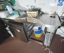 1 x Commercial Stainless Steel Prep Bench With Wash Basin - From a Popular American Diner - CL809