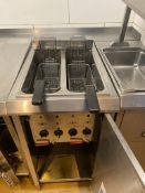 1 x Twin Tank Electric Fryer With Stainless Steel Exterior - 3 Phase - 47cm Width