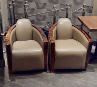 2 x Opulent Upholstered Restaurant Armchairs With Lacquered Wooden Arms - Ref: HRX236 WH2 - CL811