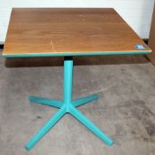 1 x Rustic-Style Square Restaurant Bar Table With Turquoise Paintwork - Dimensions: H75 x W74 x