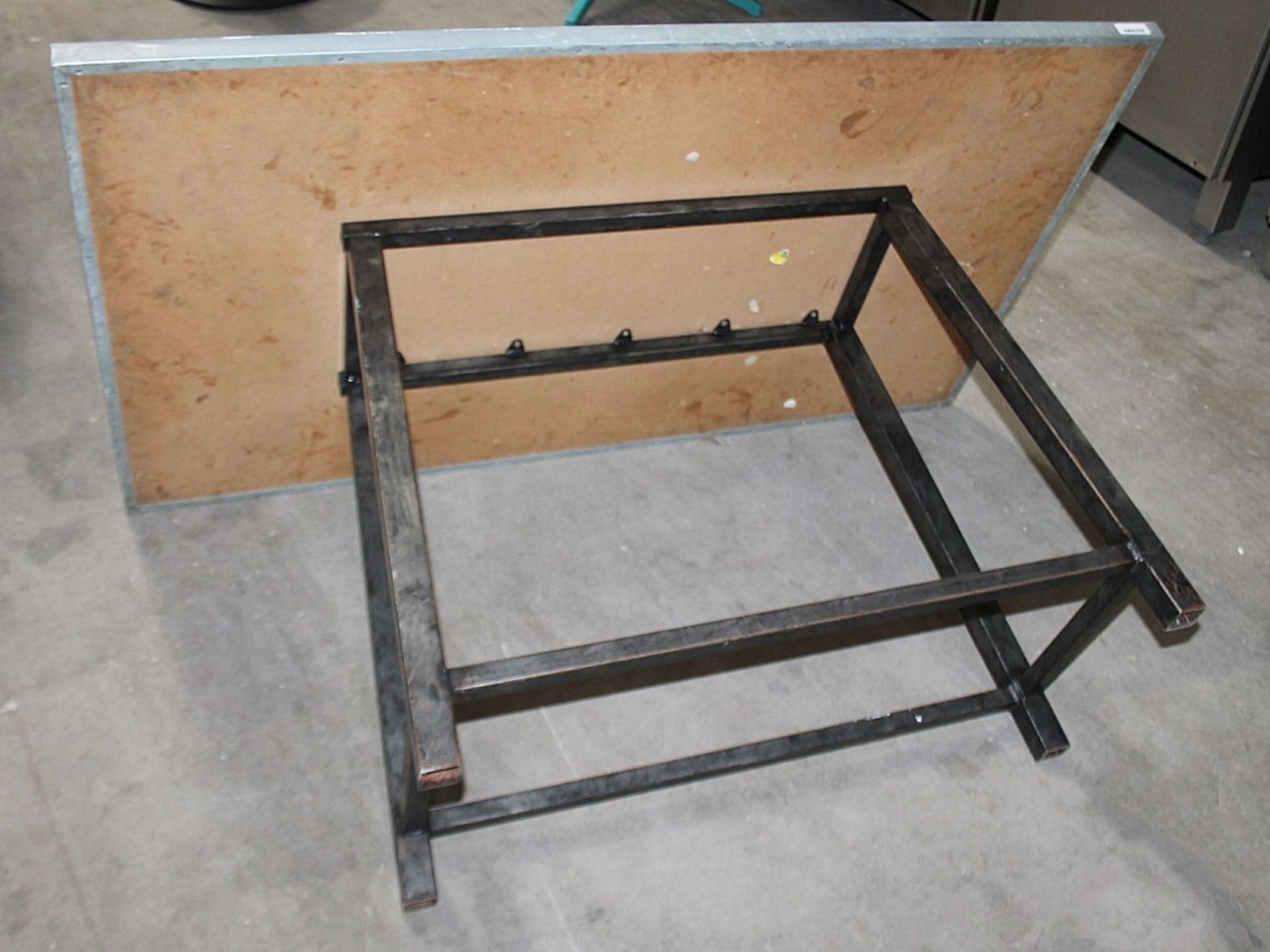 1 x Industrial-Style Metal Topped Restaurant Table With A Welded Iron Base - Dimensions: H74 x - Image 5 of 6