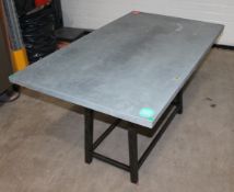 1 x Industrial-Style Metal Topped Restaurant Table With A Welded Iron Base - Dimensions: H74 x