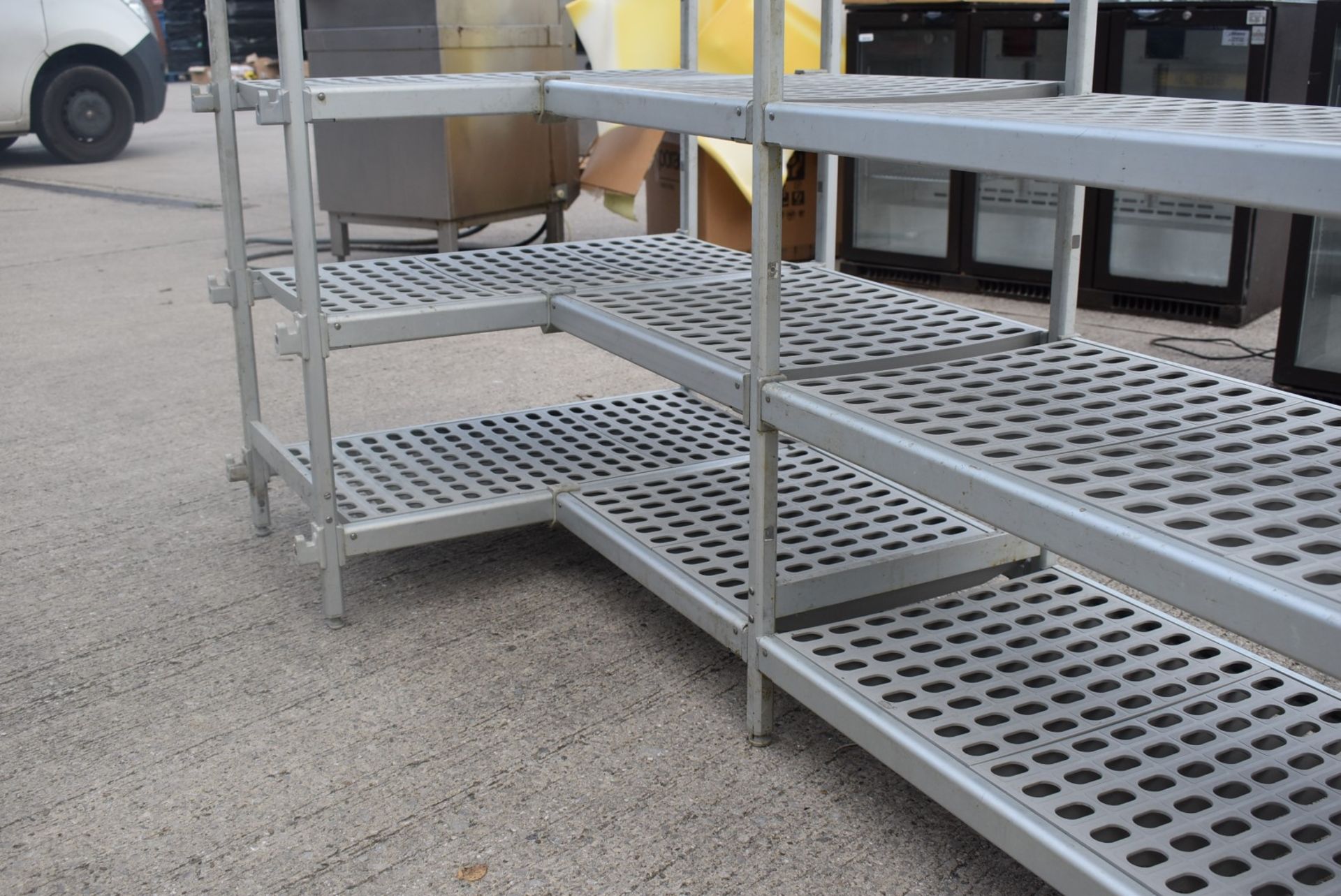 1 x Cold Room L Shaped Shelving Unit With Aluminium Frame and Perforated Shelf Panels - Image 7 of 8