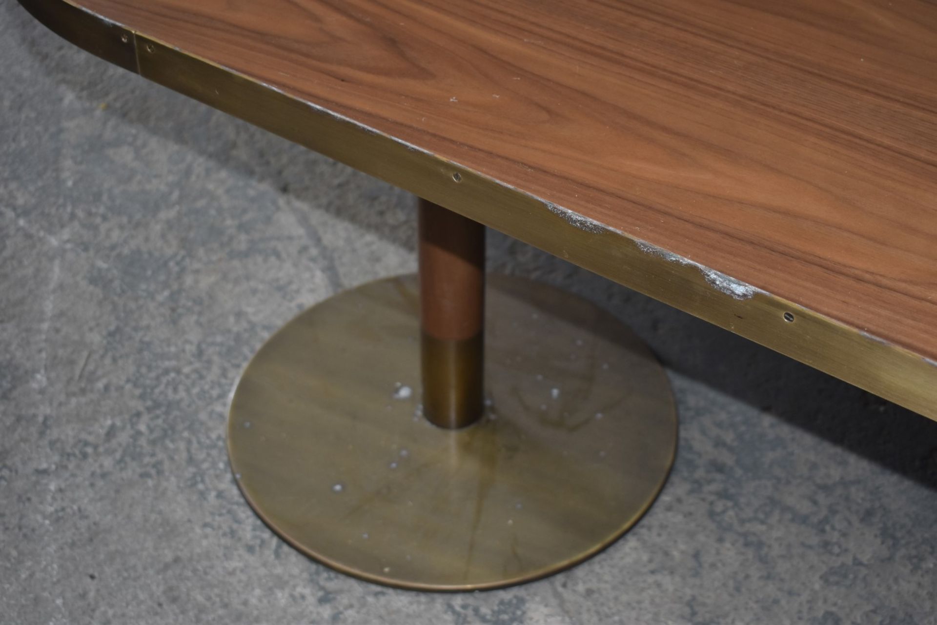 1 x Oval Banqueting Dining Table By AKP Design Athens - Walnut Top With Antique Brass Edging - Image 16 of 16