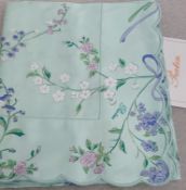 Set Of 2 x PRATESI 'Cina' Floral Print Luxurious Italian Made W/ Egyptian Cotton Sham In Aqua