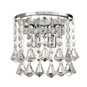 1 x SEARCHLIGHT Hanna 3 light Chrome With Clear Glass Crystal Wall Light W/ Diamond Shaped Crystal