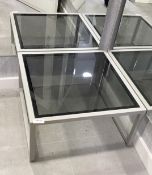 A Pair Of Square Shop Retail Display Tables With Tinted Glass Tops - Recently Removed From A Well-