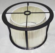 1 x CHELSOM Circular Steel Pendant Frame Encasing A Cylinder Off White Shade 42cm