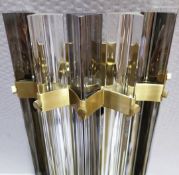 1 x CHELSOM 'Diadema' Glass Ribbon Wall Scone With Grey & White Rods In Brass 44cm - Wired In