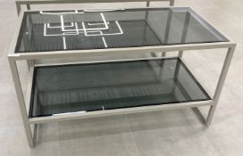 1 x Commercial Display Table With Tinted Glass Top And Undershelf