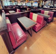 Large Collection of Restaurant Seating Benches and Tables From a Popular 1950's Inspired Italian-