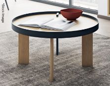 1 x TEMA HOME 'Bruno' Rodolphe Castellani Designed Coffee Table In Oak Veneer & Black Metal