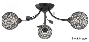 1 x SEARCHLIGHT Bellis II Decorative 3 Light Semi Flush Ceiling Light in Black Chrome Finish