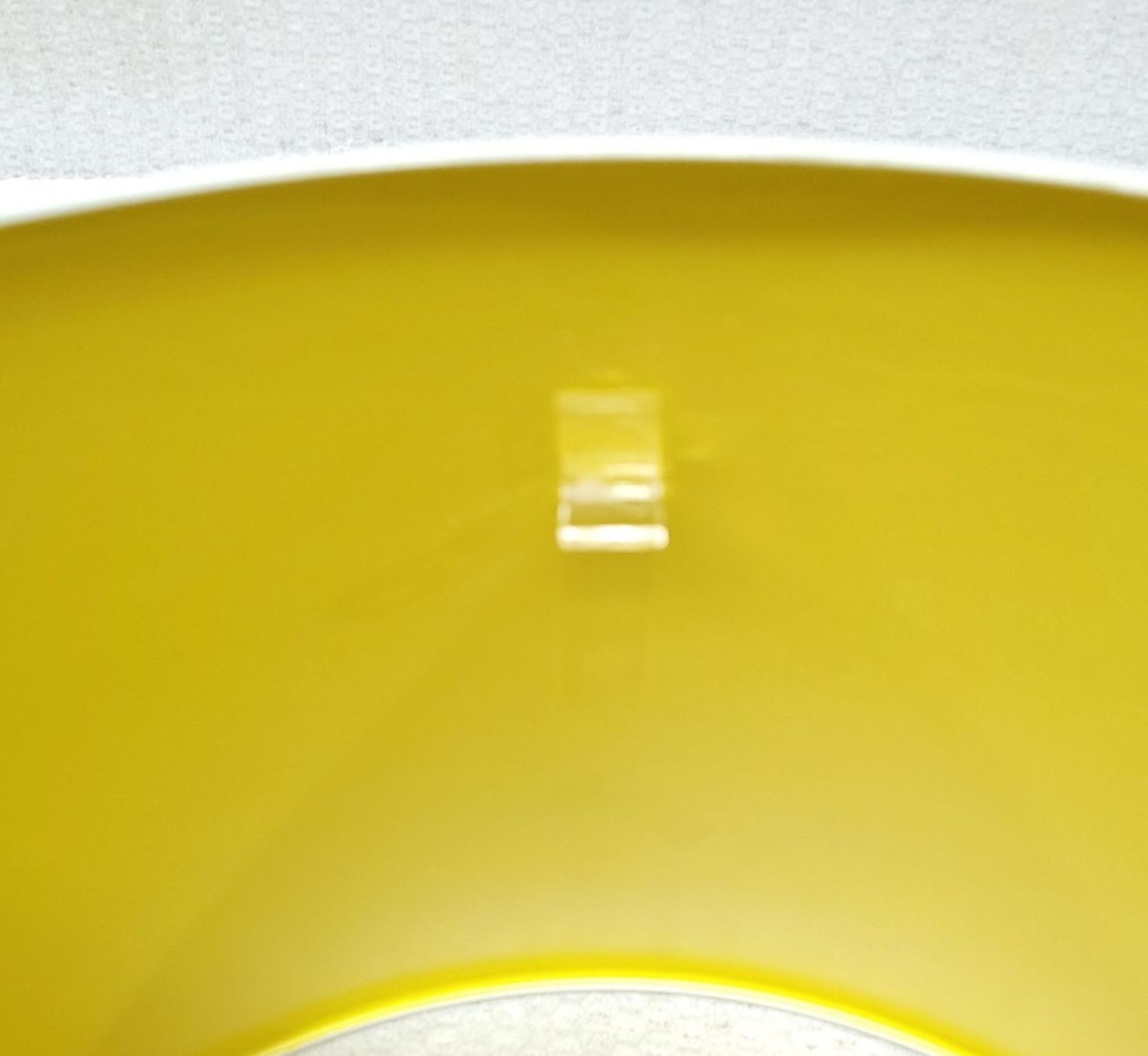 1 x BLUESUNTREE Scandi Metal White Pendant Drum Lamp Shape With Bright Yellow Interior 50cm - Image 4 of 5
