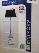 1 x SEARCHLIGHT Medium Sized Table Lamp With A Chrome Finish And Black Pleated Shade 55cm