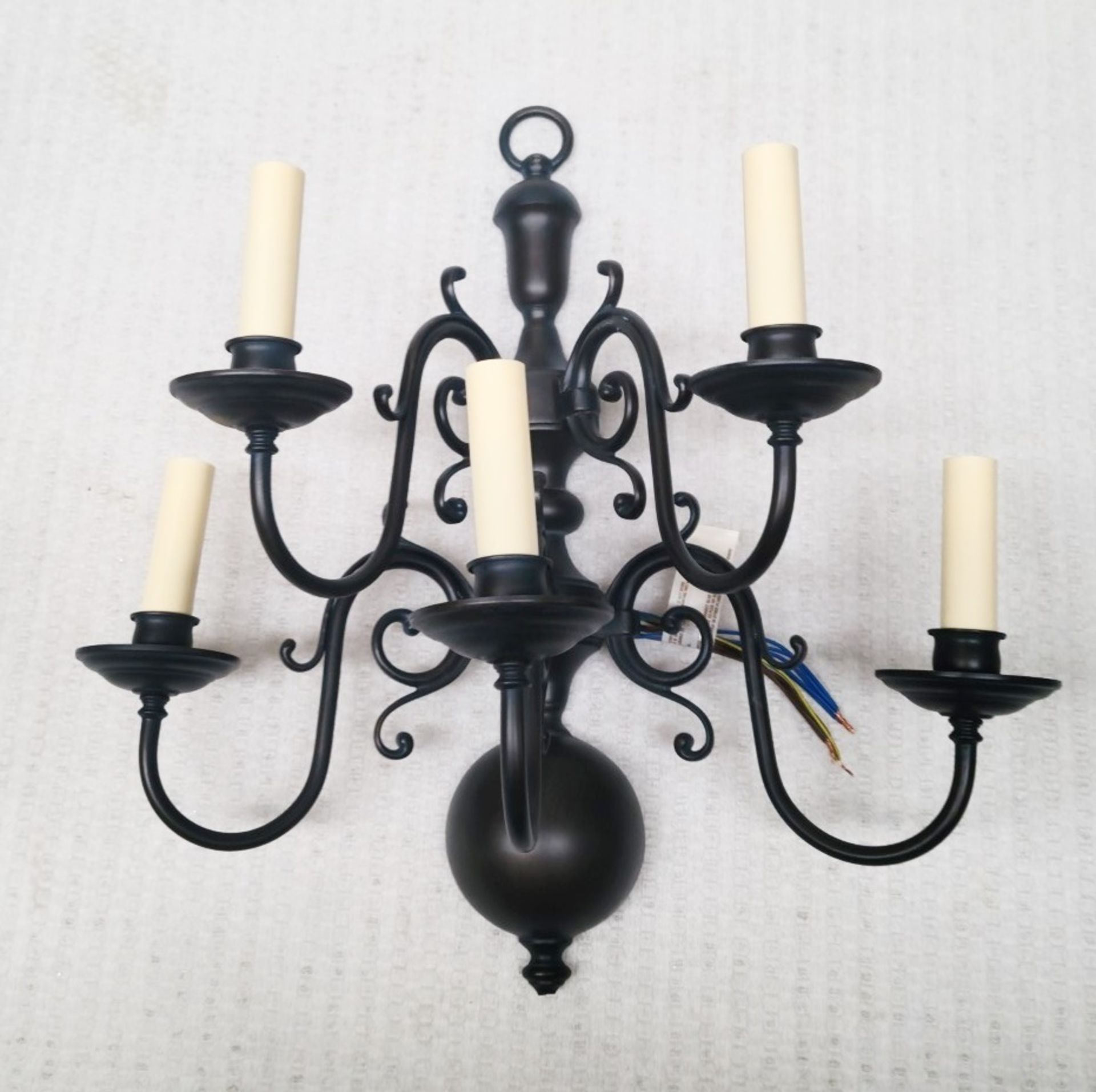 1 x CHELSOM Flemish Style 5 Light Dark Bronze Wall Sconce, With Outswept Curling Arms & Drip Pans - Image 2 of 2