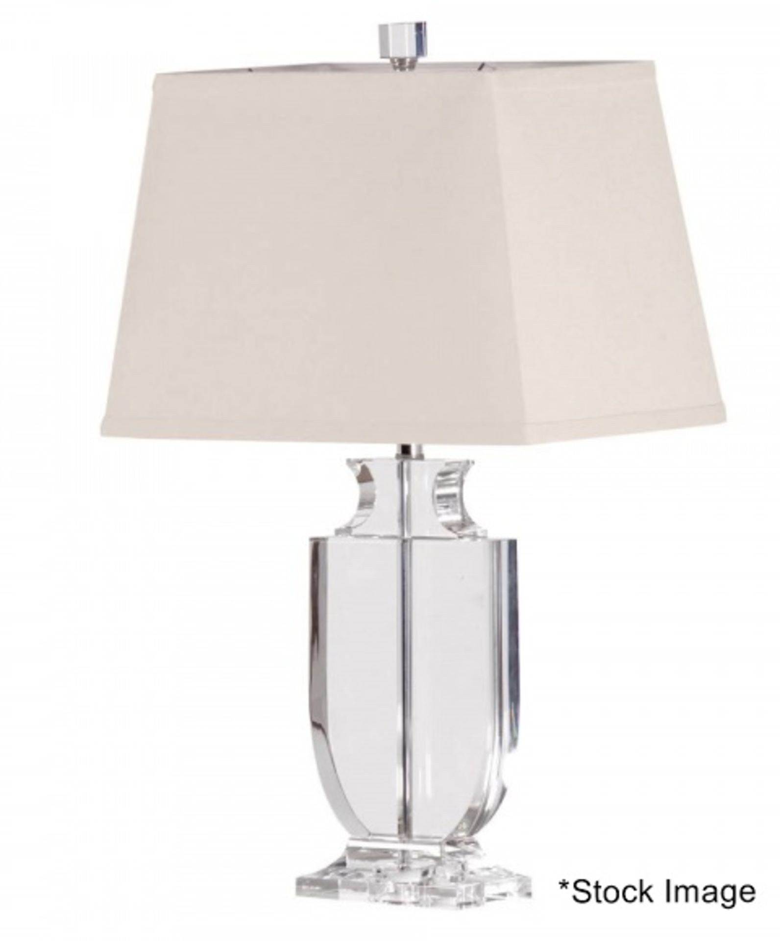 1 x BLUESUNTREE Art Deco Clear Crystal Urn Lamp With Rectangular Beige Shade 62 cm