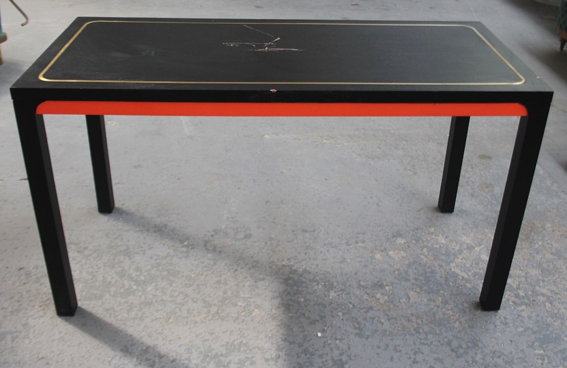 1 x Shanghai Tang Wooden Display Table In Black With Brass Inlay - Recently Removed From A World- - Image 6 of 7