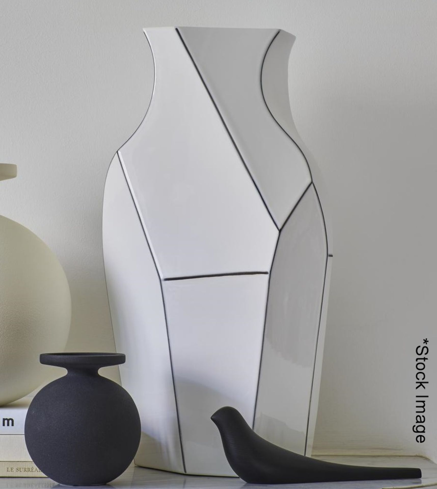 1 x LIGNE ROSET 'Polygon' Designer 50cm Enamelled & Moulded Earthenware Vase - RRP £137.00