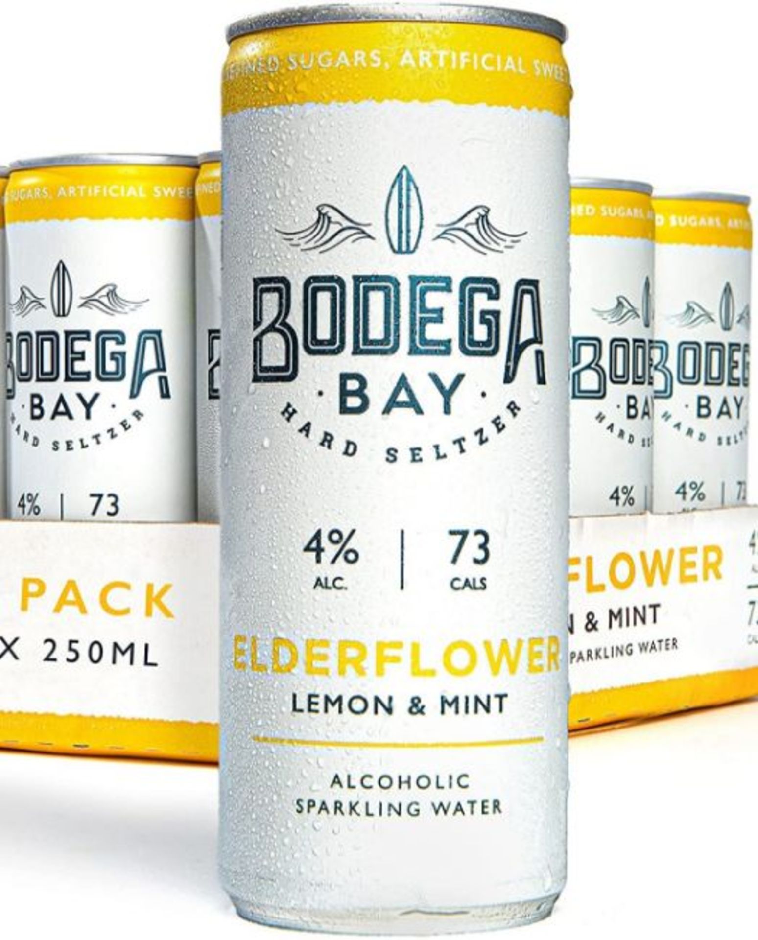 24 x Bodega Bay Hard Seltzer 250ml Alcoholic Sparkling Water Drinks - Elderflower Lemon & Mint - Image 4 of 9