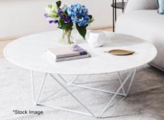 1 x ROBIN Designer Marble-topped Coffee Table In White - Original Price £940.00