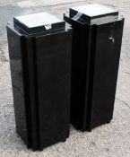 A Pair Of Art Deco-Style Display Plinths In Black With Frosted Glass Uplights - Recently Removed