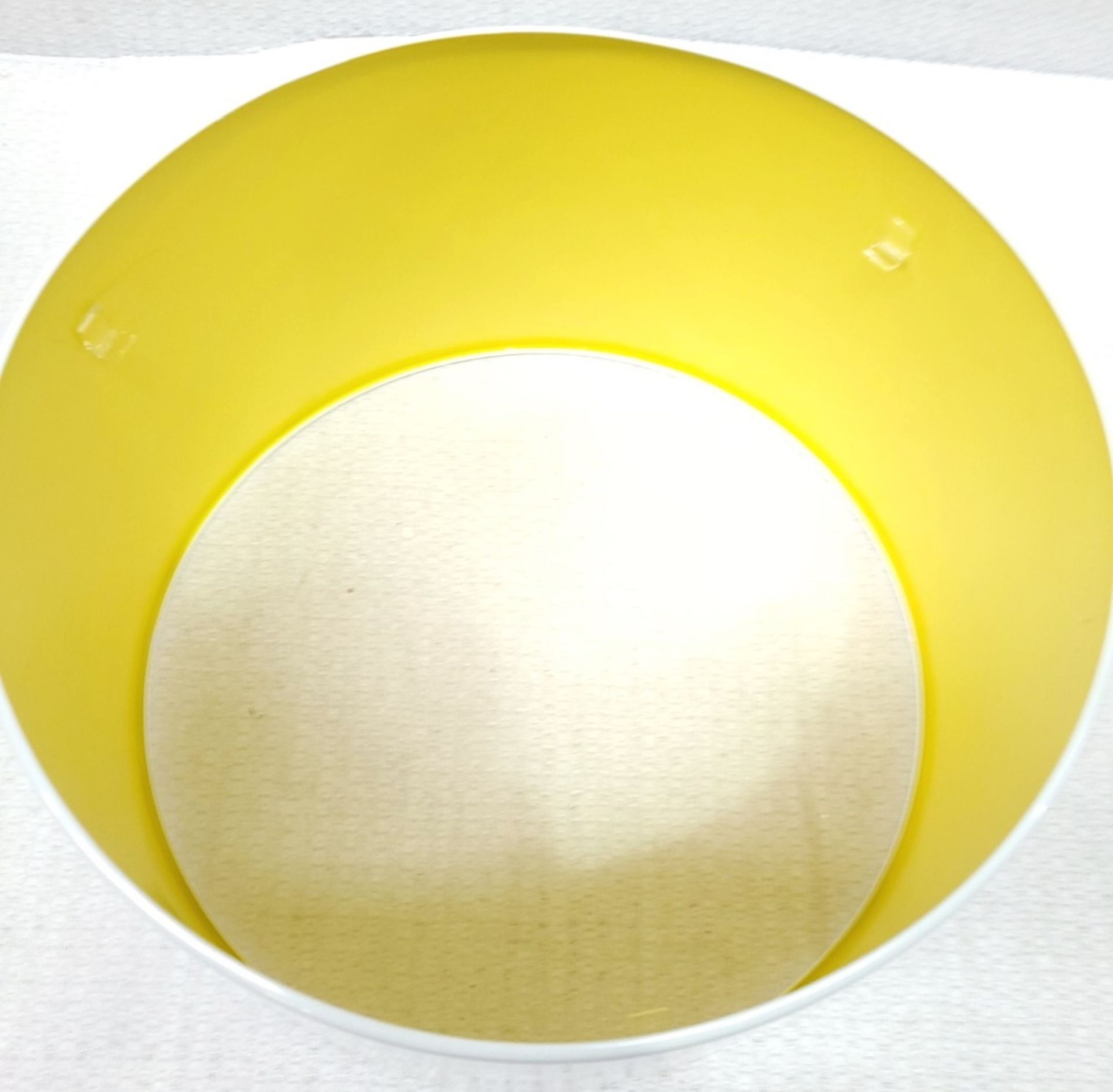 1 x BLUESUNTREE Scandi Metal White Pendant Drum Lamp Shape With Bright Yellow Interior 50cm - Image 3 of 5