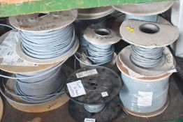 13 x Reels of Grey Electrical Cable - Includes New Reels and Part Used Reels of 100m and 500m Cable