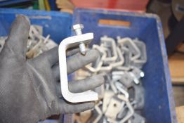 Approx 50 x Steel Brackets With Fixing Bolts - Includes Two Storage Tubs