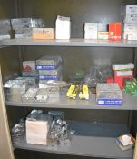 1 x Assorted Job Lot - Includes Boxes of Screws, Deep Boxes, Plastic Plugs - Contents of 3 Shelves