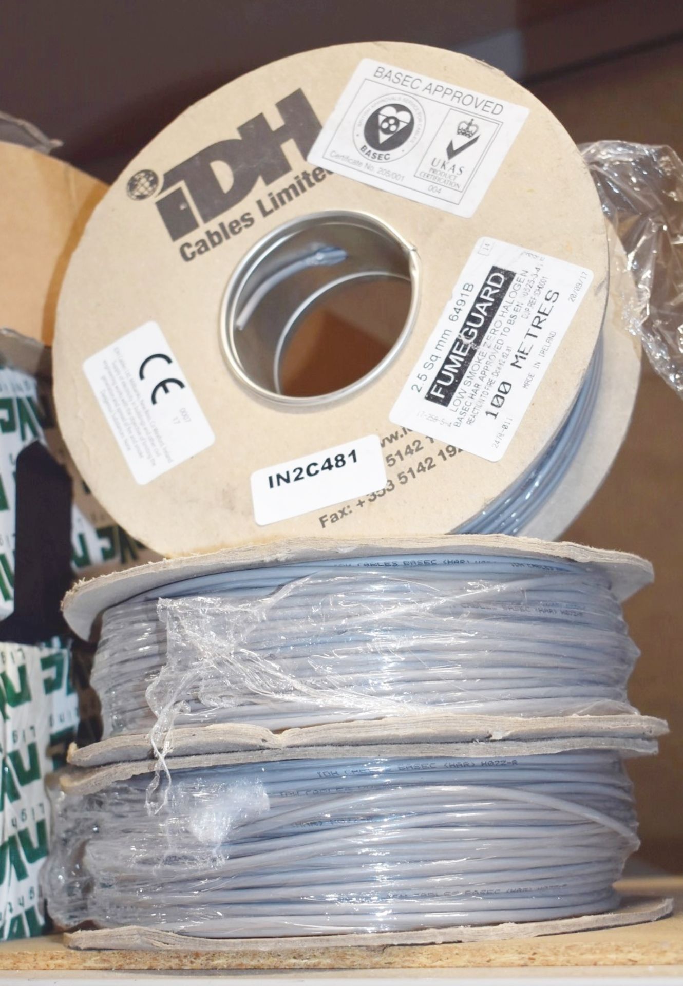 3 x Reels of 100m Fumeguard Grey 6491B Low Smoke & Zero Halogen Cable - Unused Stock