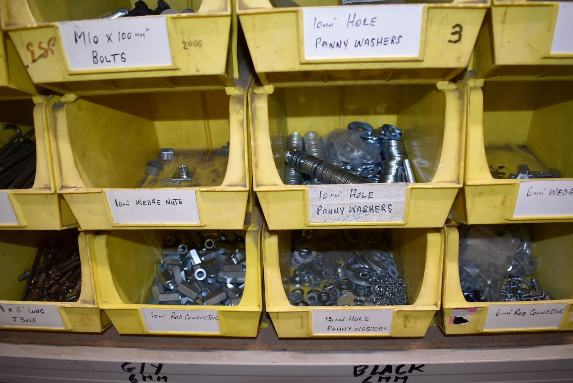 43 x Linbins With Contents - Clamps, Rod Connectors, Zebs, Washers, Bolts, Hex Nuts, Cleats & More! - Image 17 of 37