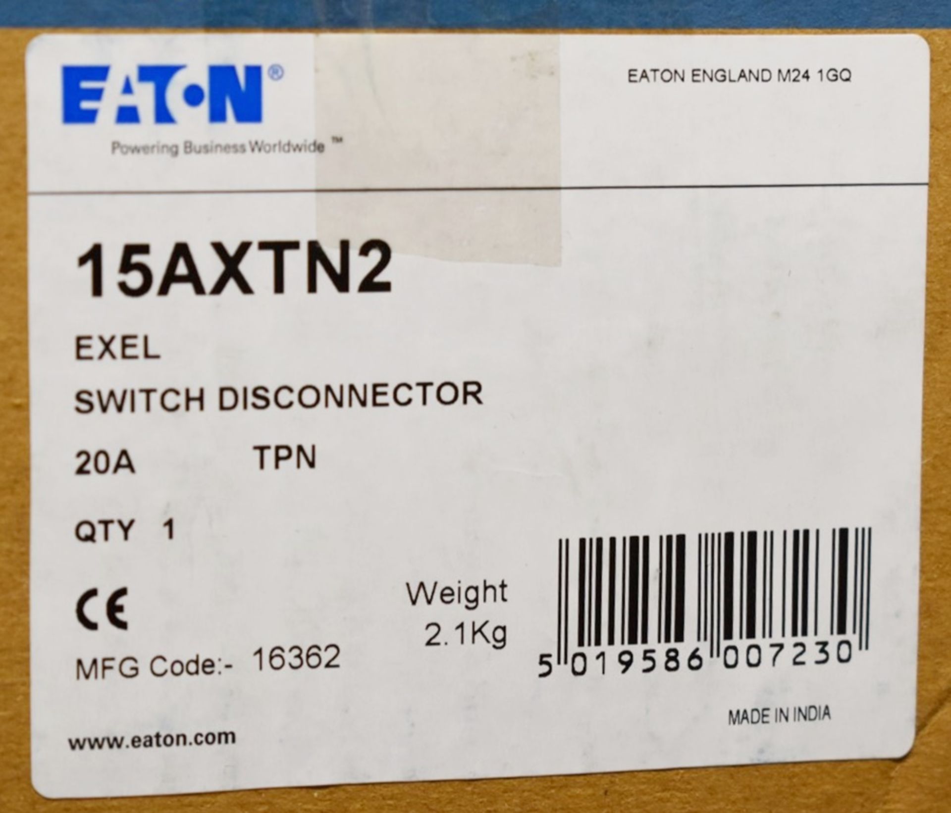 3 x Eaton Exel 2 TPN 20A Metal Isolator Switch Disconnectors 415V - Type: 15AXTN2 - New - RRP £720 - Image 4 of 5