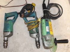 3 x Power Tools Including Angle Grinder and Drills - 110v and 240v