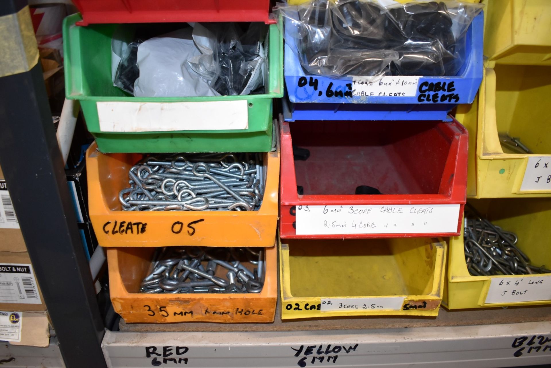 43 x Linbins With Contents - Clamps, Rod Connectors, Zebs, Washers, Bolts, Hex Nuts, Cleats & More! - Image 36 of 37