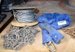 1 x Assorted Lot of Chains, Ratchet Straps, Metal Wire Rope - Includes 7 Items