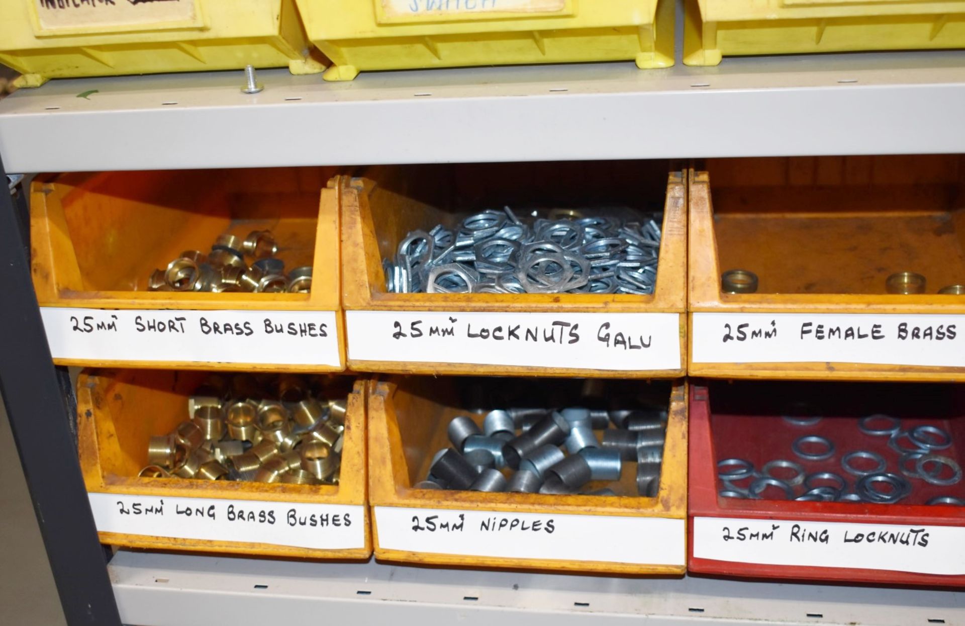 29 x Linbins & Contents & Boxed Stock - Galvanised Conduit Fittings, Brass Bushes, Switches & More - Image 7 of 16